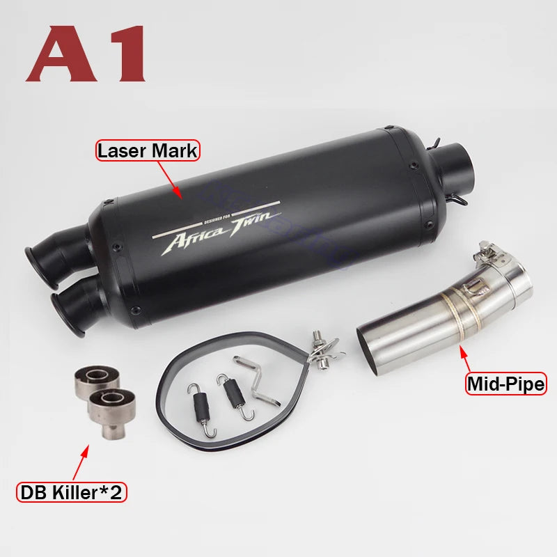 AfricaTwin 2020 2021 2022-2024 Motorcycle Exhaust Middle Link Pipe Dual Exit Muffler DB Killer Escape for Honda CRF1100 CRF1100L