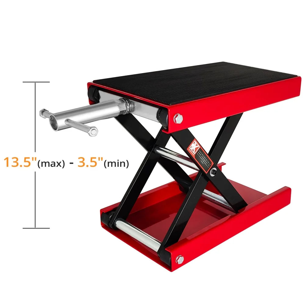 Motorcycle Lift 1100 LBS Motorcycle Scissor Lift Jack with Wide Deck & Safety Pin,Center Hoist Crank Stand,Steel Scissor Jack