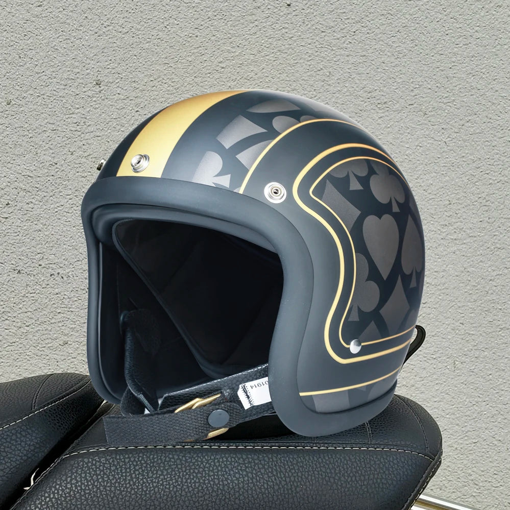 Genuine Vintage TT&COCASCOS Fashion Motorcycle Helmet Retro Scooter Riding Open Face 3/4 Jet Casco Moto Capacete DOT Approved
