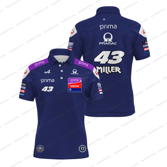 Jack Miller 43 PRAMAC Racing Polo shirt for Men 2025 Outdoor Sport Quick Dry Moto T-Shirt Miguel Oliveira 88 Plus Size Team Polo