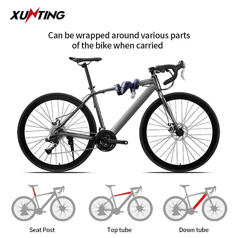 Xunting Bicycle Lock Heavy Duty Bike Chain Lock Anti-Theft Security 6MM Thick Chain for Motorcycle Door Scooter with 2 Keys