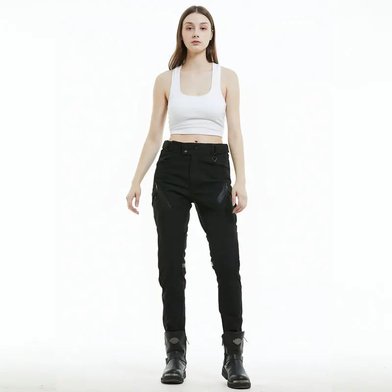 Motorcycle Riding Pants Waterproof Breathable Women's Motorcycle High-waisted Pants Anti-drop Retro Commuting Pants Windproof