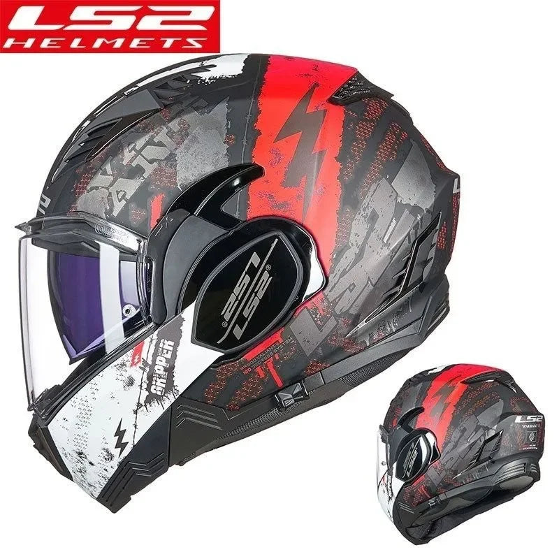 LS2 FF906 Advant Flip Up Full Face Helmets Motorcycle Modular Double Visor Helmet built-in Lens ECE Capacete Casque Casco Moto