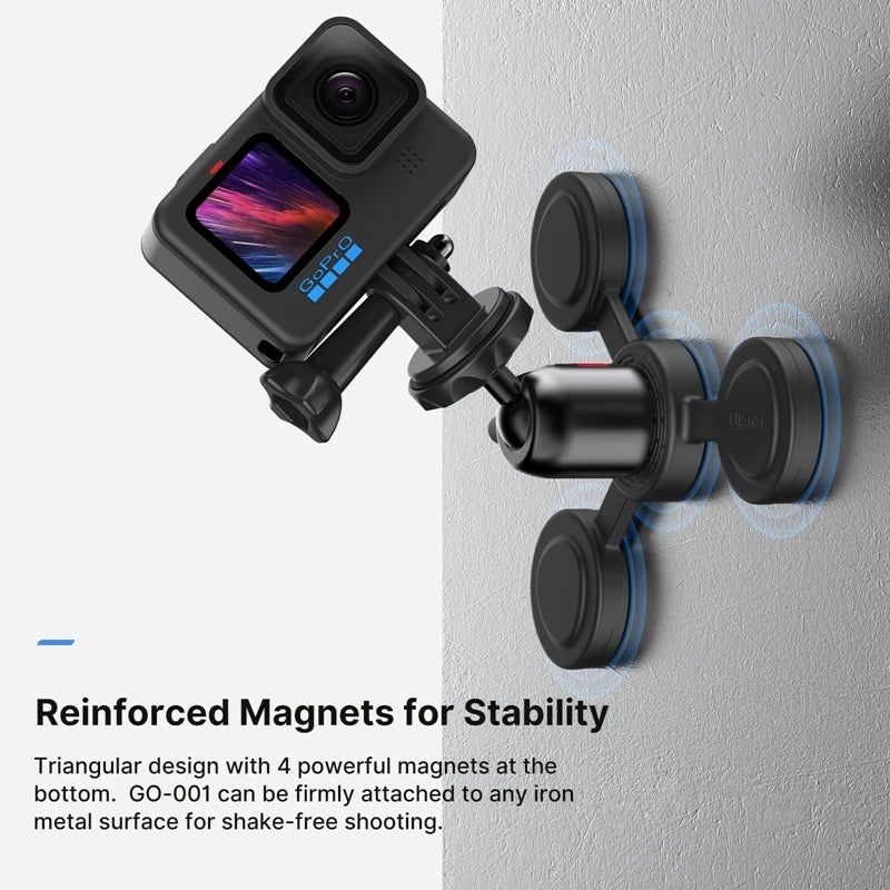 Ulanzi GO-001 Magnetic Mount for Action Cameras Smartphones Flexible Mount for Gopro Insta 360 with 1/4'' Screw Gopro Adapter