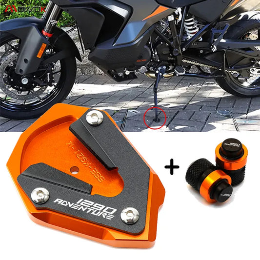 For KTM 1290 SUPER ADVENTURE S 1290 SAS 2021 2022 2023 Motorcycle Accessories Valve Caps Kickstand Foot Pad Side Stand Extension