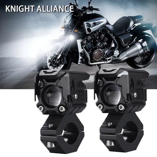 Motorcycle LED Spotlight Headlight Dual colour LED Lens Hi/Low beam Driving Spot Fog Lights External farol auxiliar moto 12V