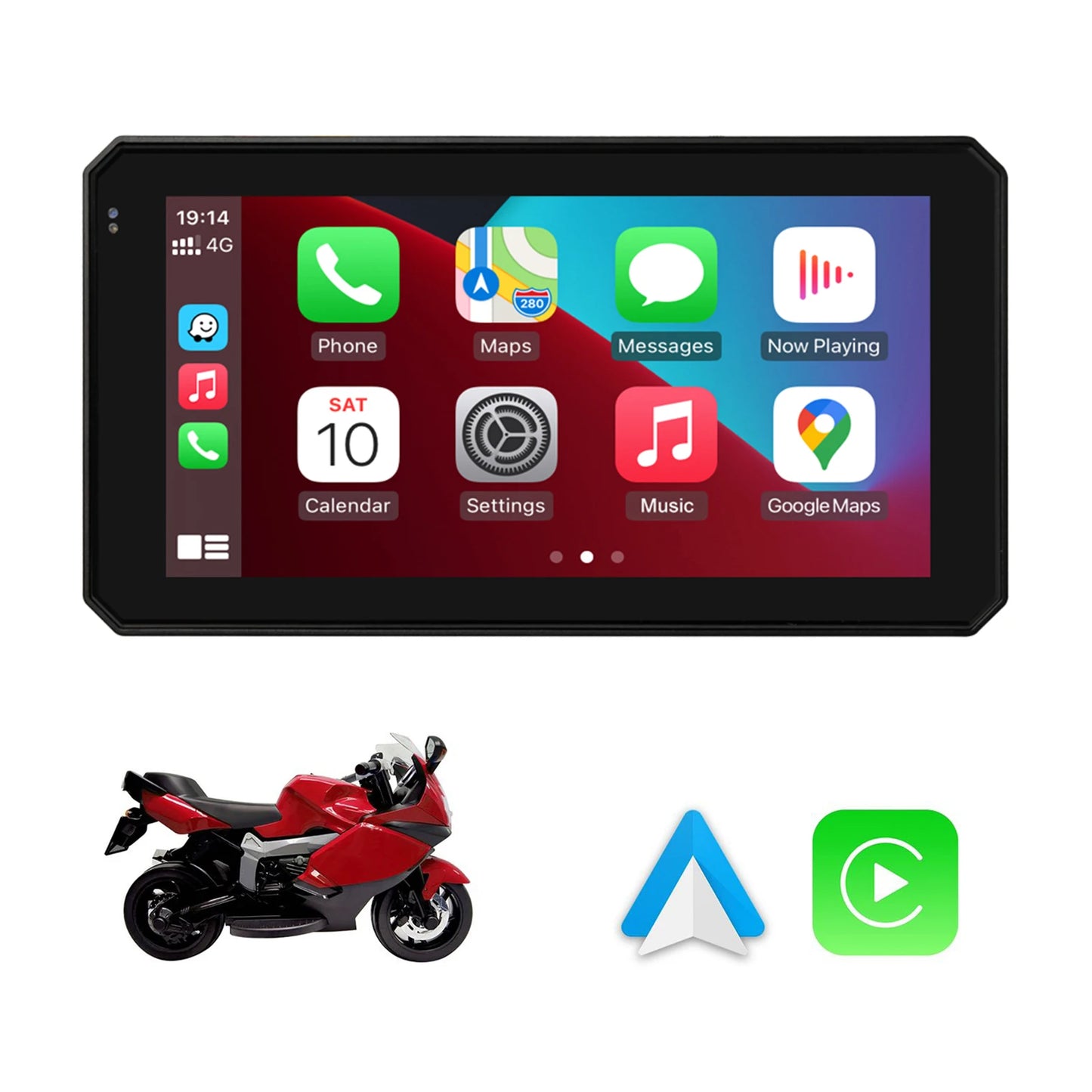 5.98 Inch Motorcycle Carplay & Android Auto GPS Navigation Motorbike DVR Driving Recorder Waterproof IPX7 Dual Bluetooth