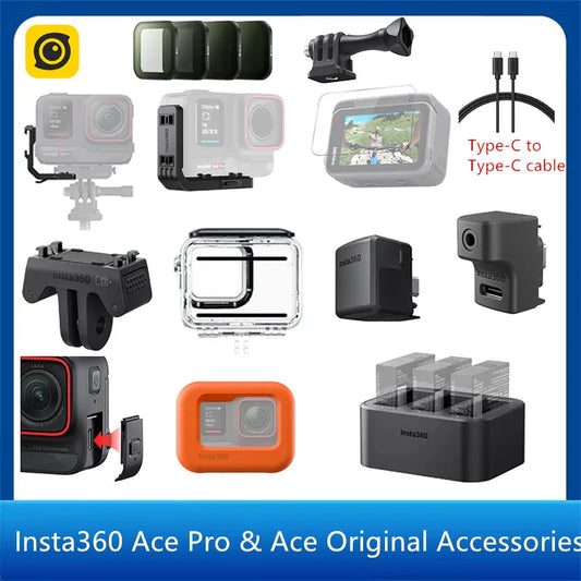 Insta360 Ace Pro / Ace Original Accessories Gears Collection Battery Charger Hub Magnetic Quick Release Mic Adapter Dive Case