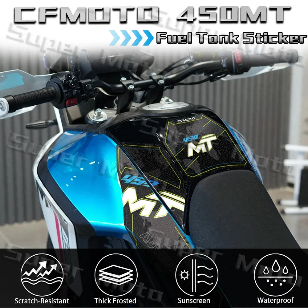 For cfmoto 450mt 450MT 2024 Motorcycle Frosted Fuel Tank Kit Sticker Motocross Protector Knee Grip Pad 3M Decals Accessories