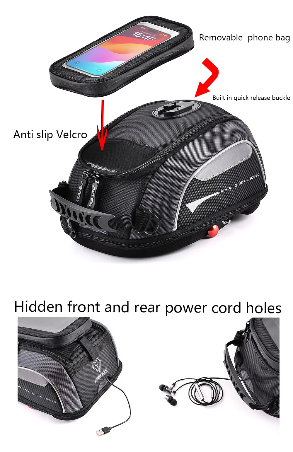 Tank Bag for Honda CRF1000L  Africa Twin Adventure Sports XL 750 Transalp Quick Lock Fuel Luggage Carrie Top Case Waterproof