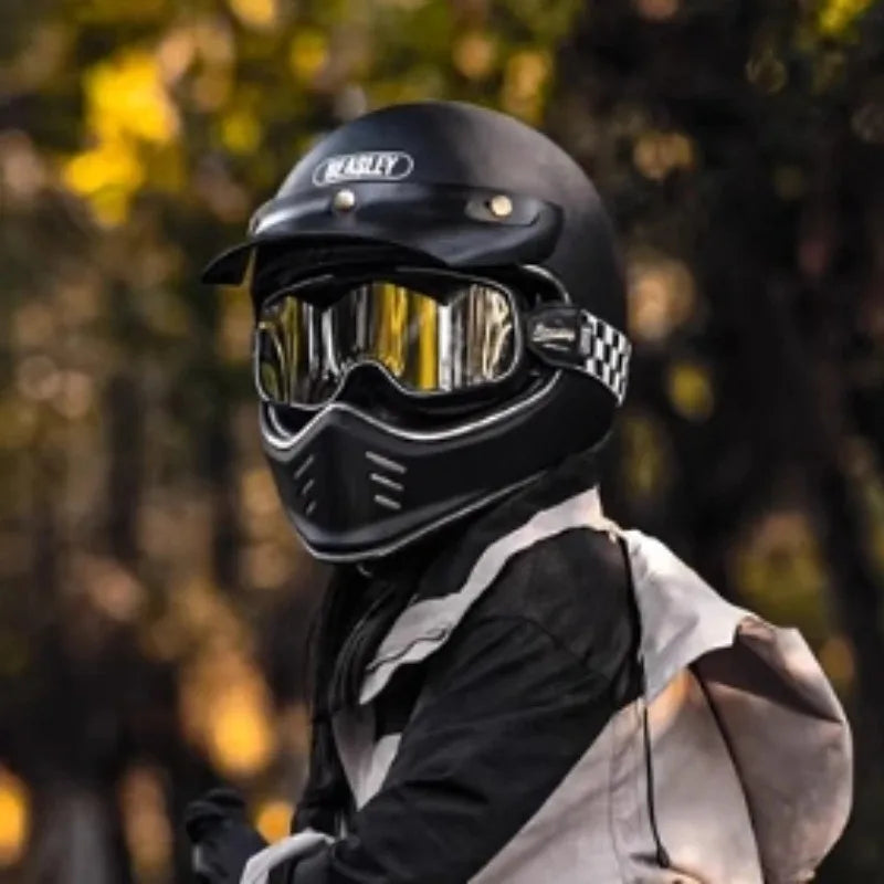 Beasley DOT ECE Approved  Vintage Full Face Helmet Motorcycle De Moto Capacete Jet Helmet Motorbike All Seasons