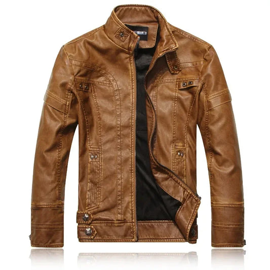 Autumn Winter Fashion Leather Jacket Men Motorcycle Slim Fleece Jackets Coat Male vintage Casual Motor Biker Faux Leather Jacket