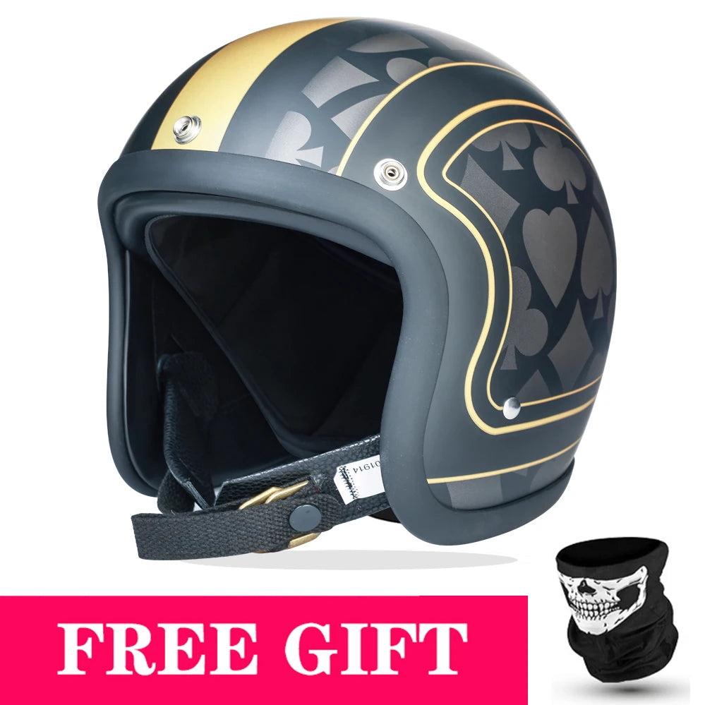 Genuine Vintage TT&COCASCOS Fashion Motorcycle Helmet Retro Scooter Riding Open Face 3/4 Jet Casco Moto Capacete DOT Approved