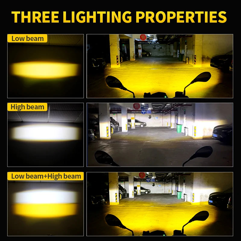 1 Set LED Universal Motorcycles Headlight Dual Color Fog Light UTV Truck ATV Car for Aprilia RS660/RSV4 1100/Factory/Tuareg 660