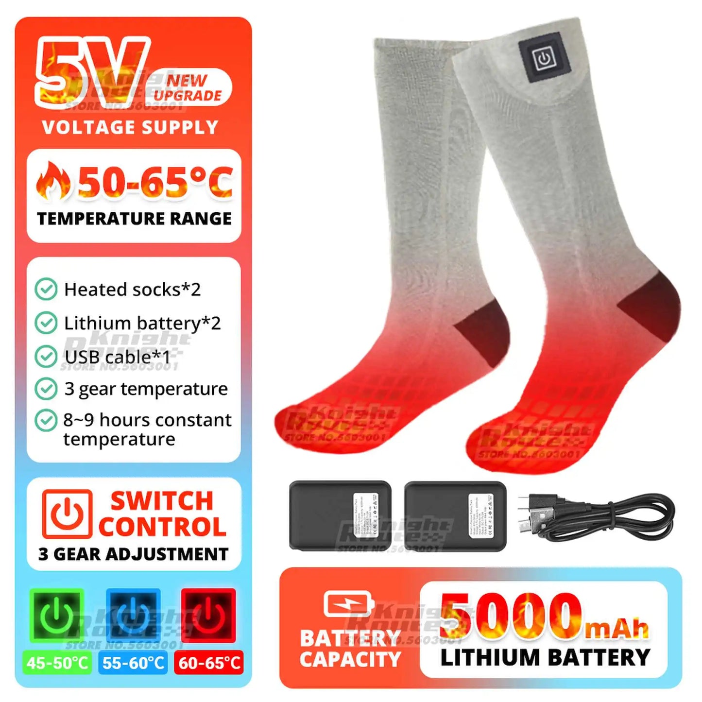 Winter Heated Socks 5000mAh APPControl Thermal Socks Women Men Heating Foot Warmer Electric Fever Socks Hiking Ski Warm  Outdoor