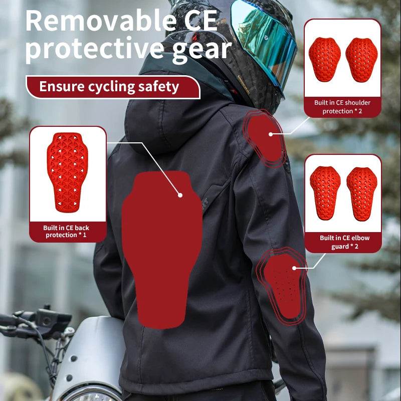 Motorcycle Jacket Spring Summer Breathable Splash-proof Fabric Men Women Riding Clothing With CE Protective Gears Accessories