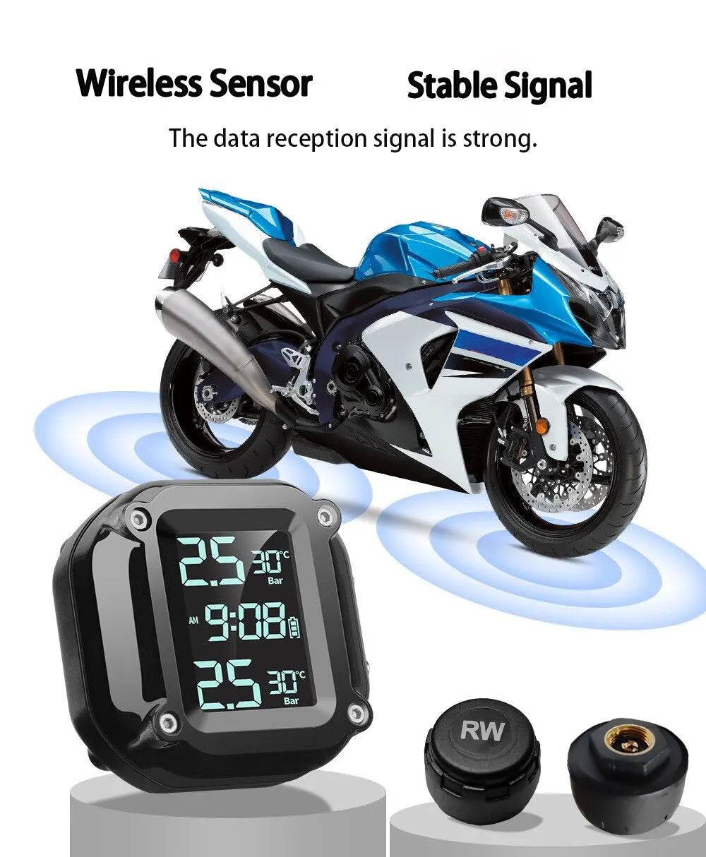 M5 Combination Motorcycle Tire Pressure Monitor Digital Display External Motorcycle Wireless Tire Pressure Detector