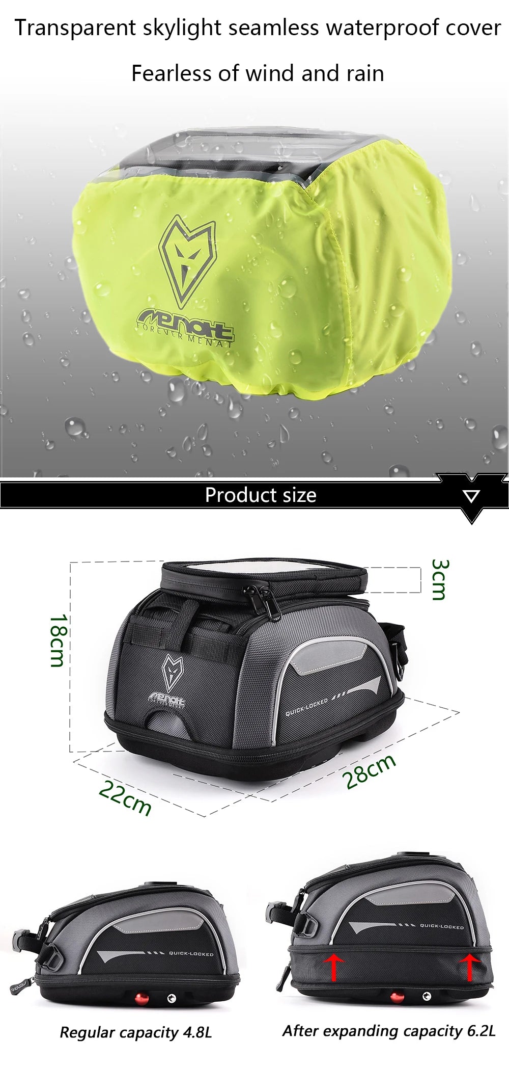 Tank Bag for Honda CRF1000L  Africa Twin Adventure Sports XL 750 Transalp Quick Lock Fuel Luggage Carrie Top Case Waterproof