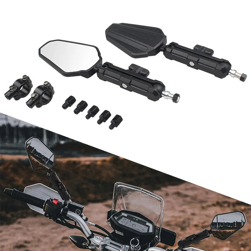 2pcs Directional ball all-round rotation folding ADV Off-road scooter retrofit rearview mirror mirrors mirrors mirrors