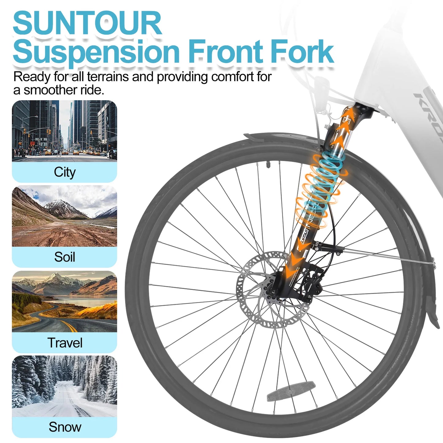 Electric Bike 700C 29 Inch Trekking Bike E-city Bike with 43V 12Ah Lithium Battery for Long Range up to 100 KM, W 250 Motor