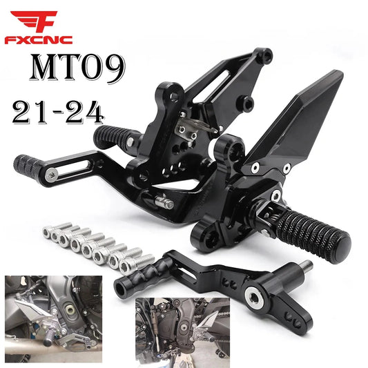 For Yamaha MT09 MT 09 V3 FZ09 2021 2022 2023 2024 Motorcycle Rearset Footrest Footpeg CNC Aluminum Alloy Pedal Foot peg Rear Set