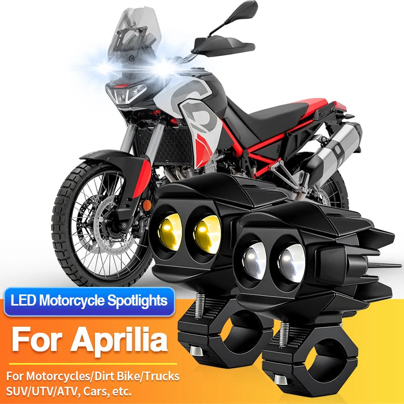1 Set LED Universal Motorcycles Headlight Dual Color Fog Light UTV Truck ATV Car for Aprilia RS660/RSV4 1100/Factory/Tuareg 660