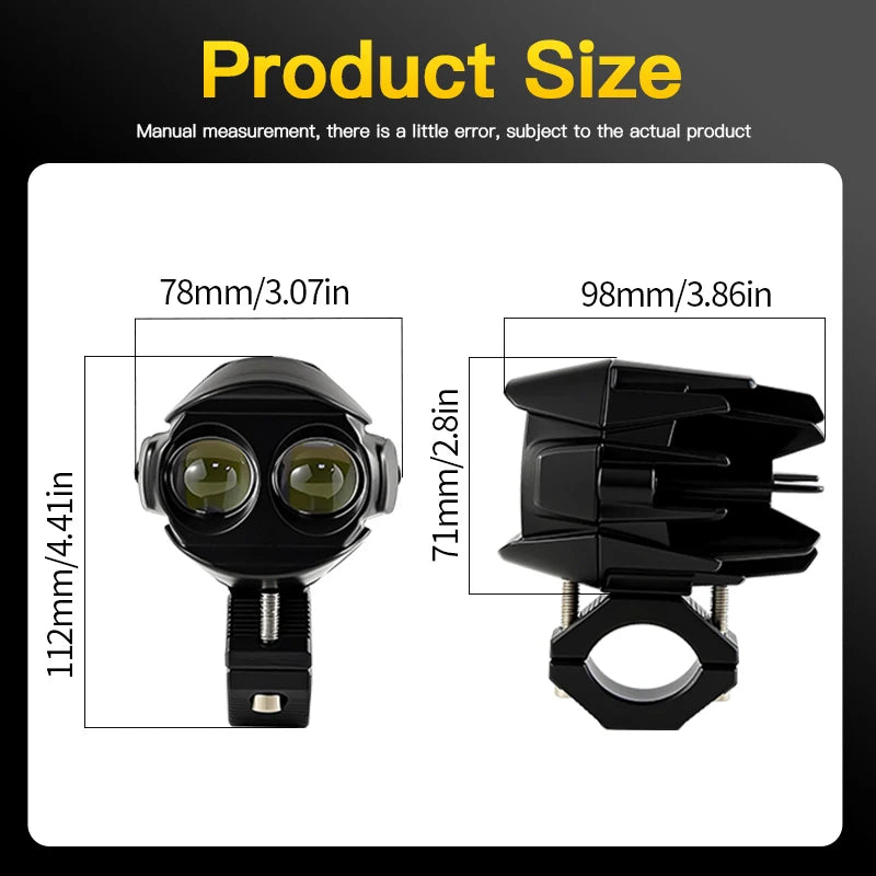 1 Set LED Universal Motorcycles Headlight Dual Color Fog Light UTV Truck ATV Car for Aprilia RS660/RSV4 1100/Factory/Tuareg 660