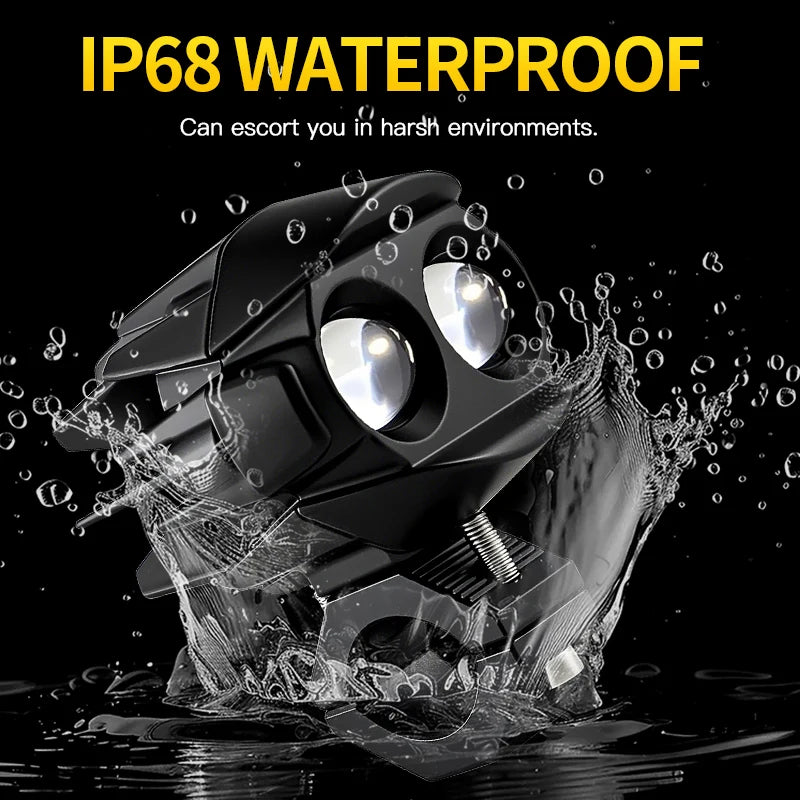 1 Set LED Universal Motorcycles Headlight Dual Color Fog Light UTV Truck ATV Car for Aprilia RS660/RSV4 1100/Factory/Tuareg 660