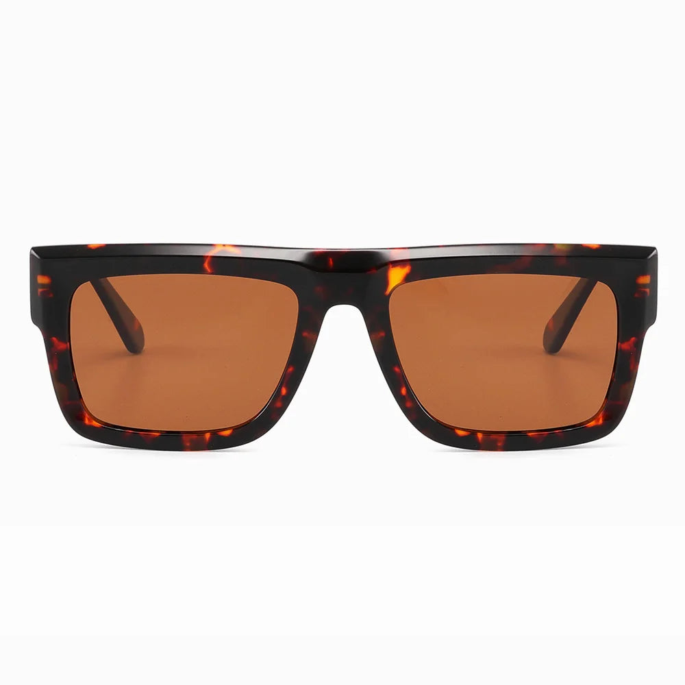 Retro Thick Rectangle Sunglasses for Men Acetate Eyeglasses Frame Fashion Cool Sun Glasses Non-prescription Clear Lens Spectacle