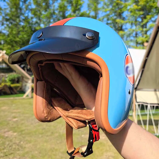 Newly Launched Vintage Motorcycle Helmet DOT Certified Synthetic Leather 3/4 Helmet Jet Mask Helmet 508