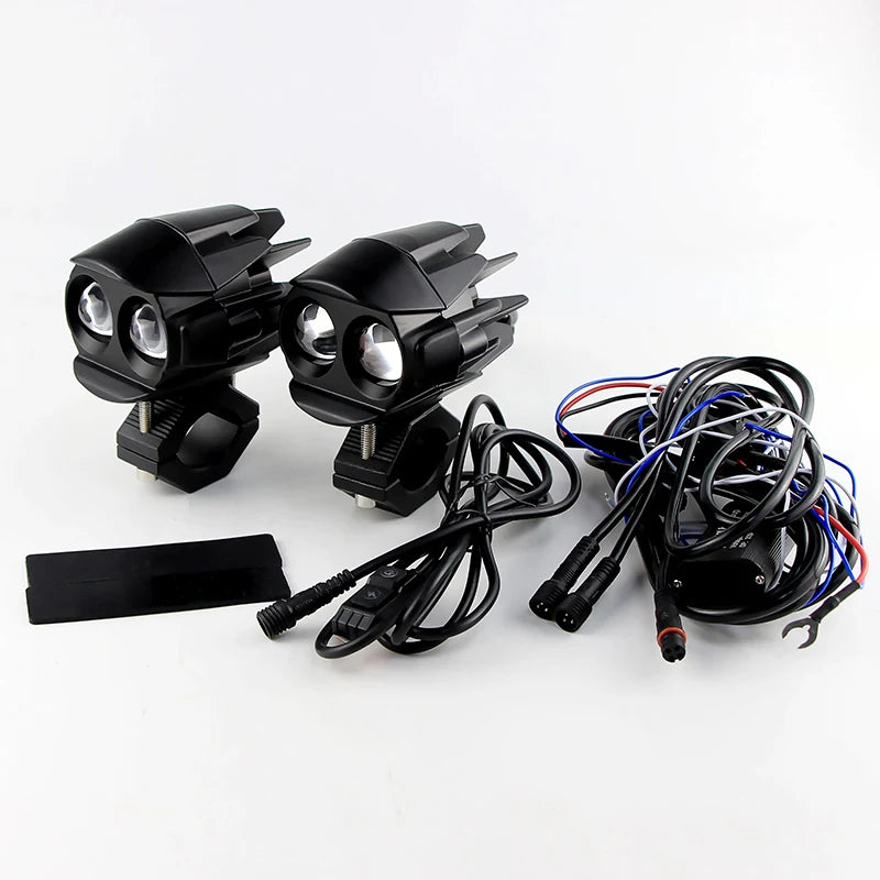 1 Set LED Universal Motorcycles Headlight Dual Color Fog Light UTV Truck ATV Car for Aprilia RS660/RSV4 1100/Factory/Tuareg 660