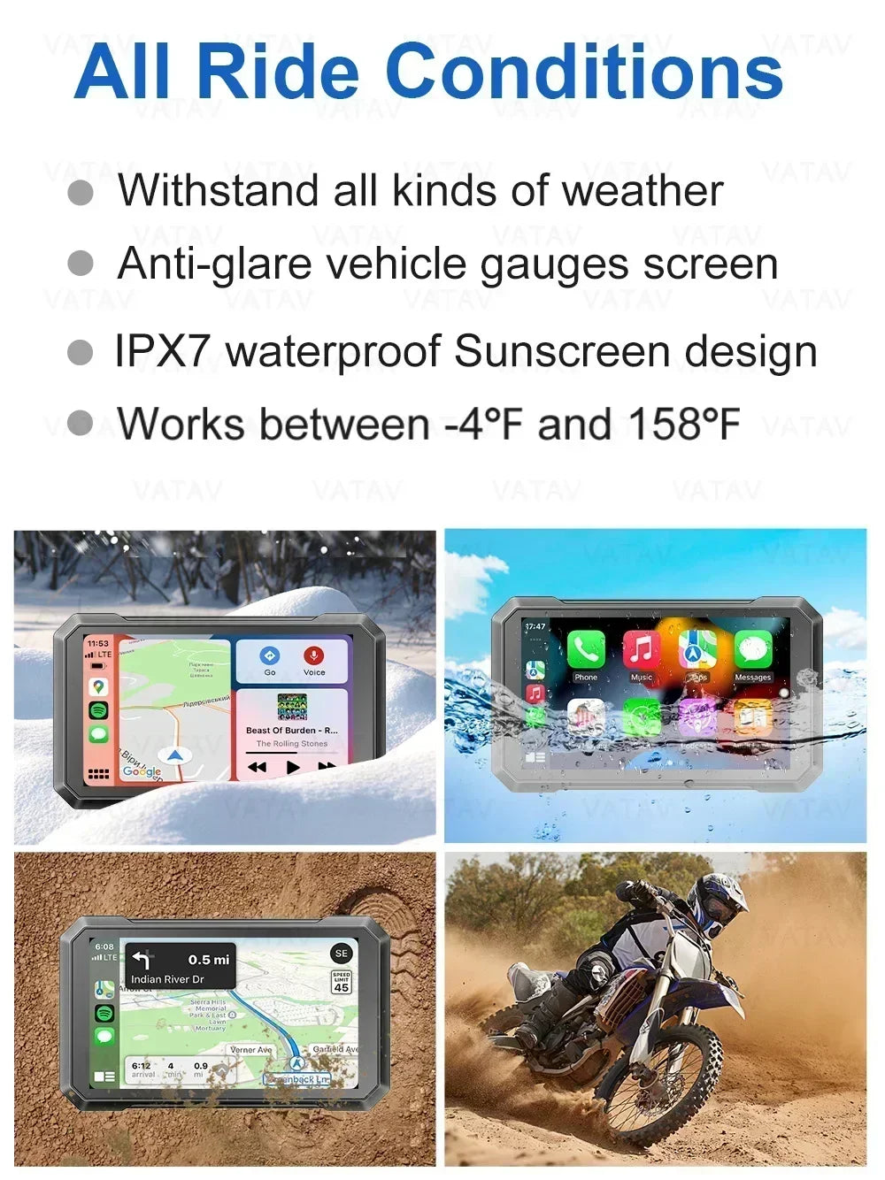 C7 For BMW R1200GS R1250 R1300GS Touch Outdoor Waterproof Sunsceen External Portable Motorcycle Navigator CarPlay Android Auto