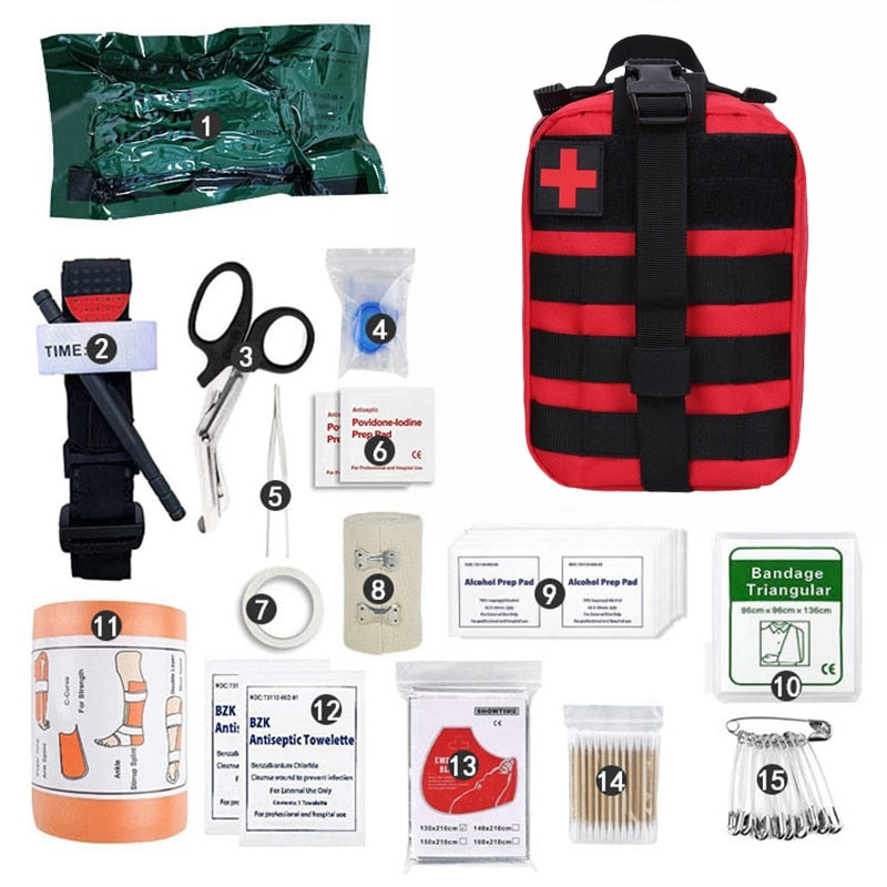 Kit First Aid Kit Bag Bandage Splint Outdoor Survival Tool Gear Medical Trauma Emergency Pouch