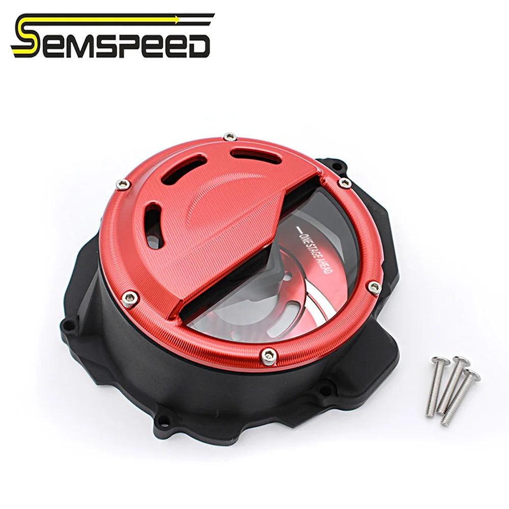 SEMSPEED For CFMOTO 800NK 2023 Transparent Clutch Cover Motorcycle Engine Protector Guard Pressure Plate Kit Clear CNC Aluminum
