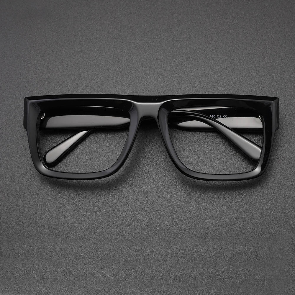 Retro Thick Rectangle Sunglasses for Men Acetate Eyeglasses Frame Fashion Cool Sun Glasses Non-prescription Clear Lens Spectacle