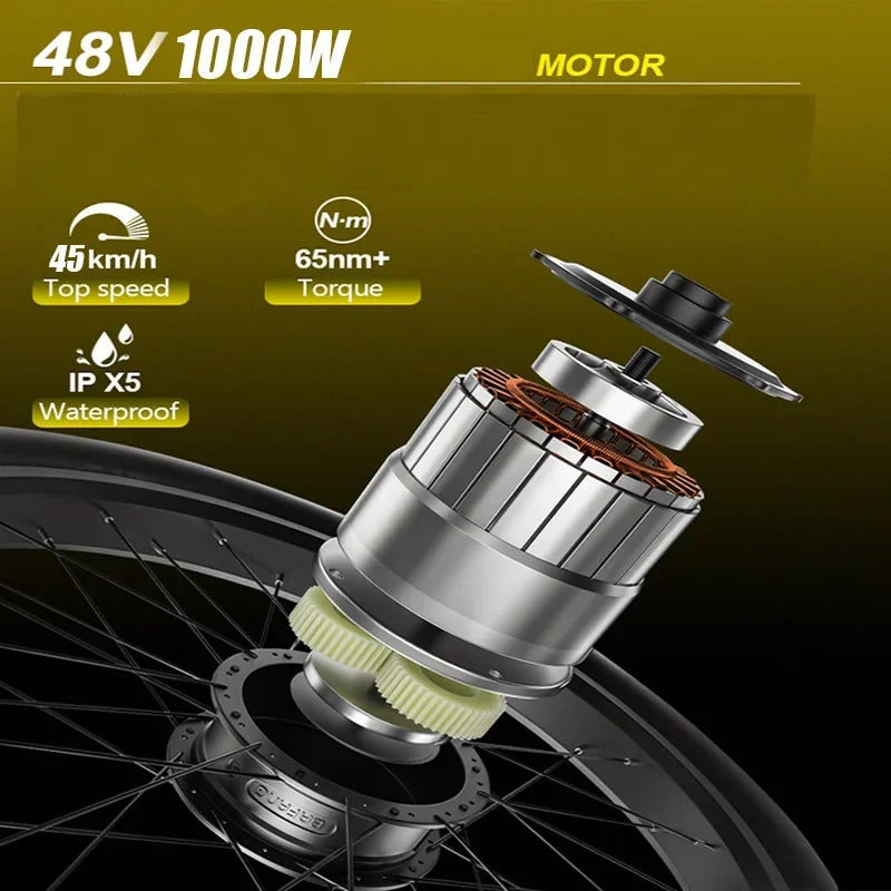 2025 New Heda-TX19 Electric Bicycle 1000W 48V19.2AH Hydraulic Brake Ebike with Full Suspension  27 Gears Shift Free Rack