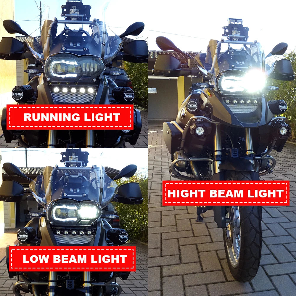 For BMW R1200GS LED Headlights R 1200 GS 2005-2012 R 1200GS ADV Adventure 2006-2013 R1200 GS Motorcycle Lights fit Oil Cooler