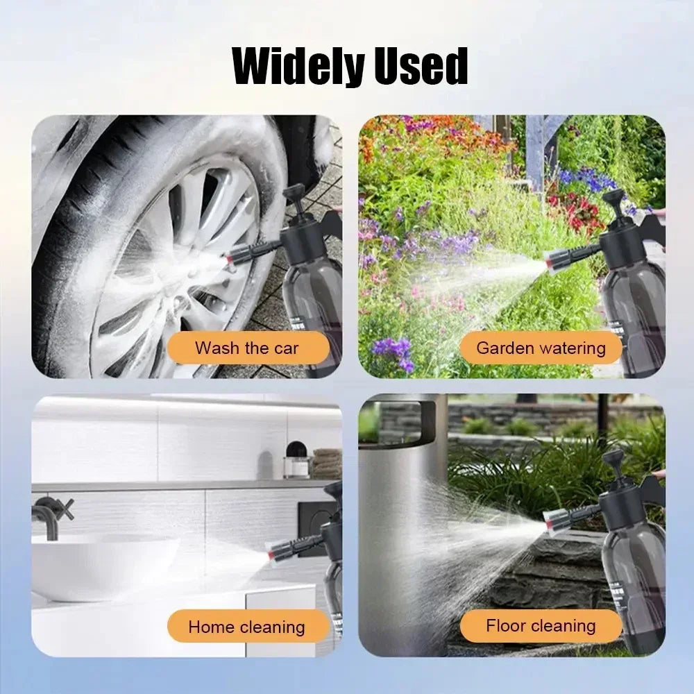 Car wash foam spray can Household hand-held car wash spray gardening air pressure spray foam pot 2L