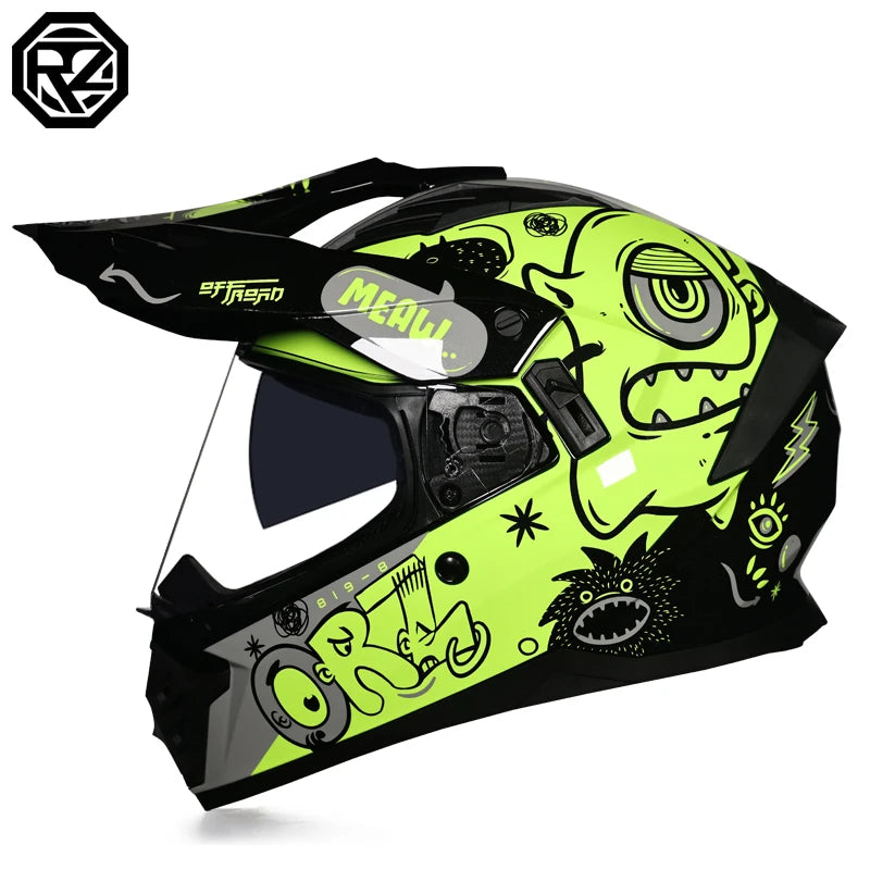 ORZ off-road ATV motorcycle helmet certified with brown lens, full face CASCO off-road motorcycle anti glare