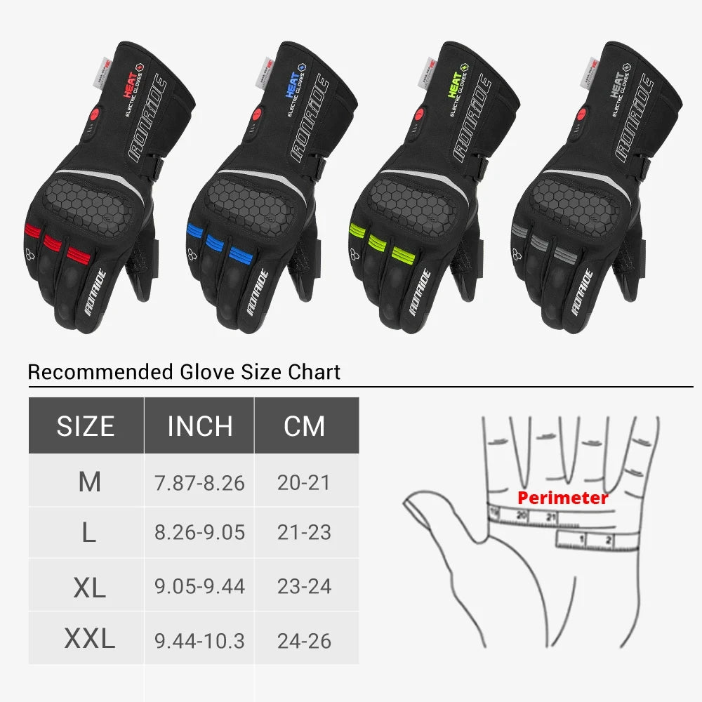 Motorcycle Heated Gloves Winter Heated Moto Gloves Warm Waterproof Rechargeable For Snowmobile Heating Thermal Gloves