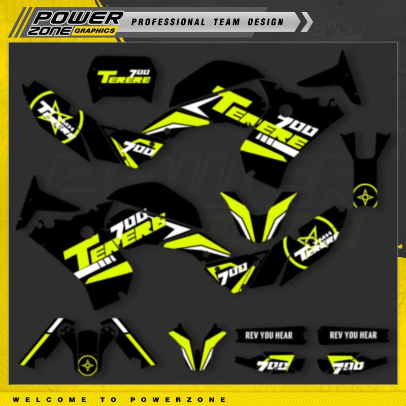 PowerZone for Custom Team Graphics Backgrounds Decals Stickers Kit For YAMAHA TENERE T 700 2018-2022 Decals Stickers 002