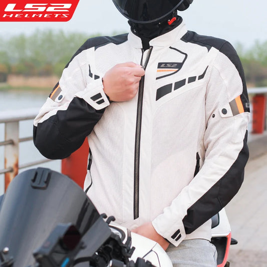 LS2 Original Motorcycle Jacket Reflective Breathable Anti Fall Motorbike Jacket Men Women Motocross Riding Clothes Racing Jacket