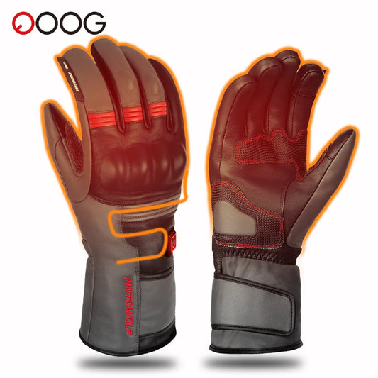 Winter Heated Gloves Motorcycle Warm Waterproof Non-slip Heated Gloves Skiing Sheepskin Touch Screen Heated Rechargeable Gloves