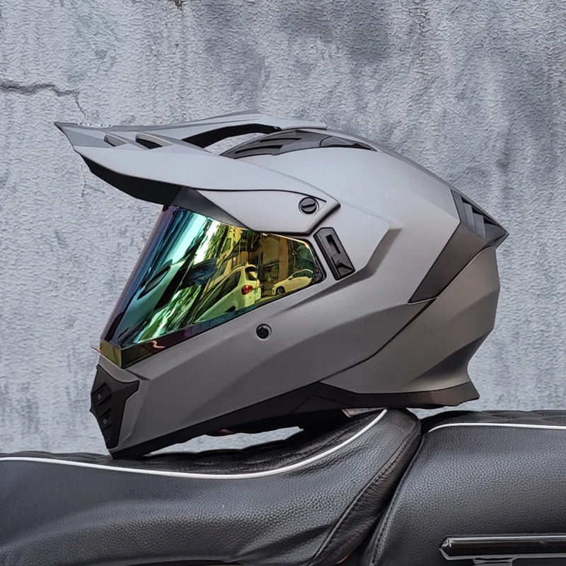 ORZ off-road ATV motorcycle helmet certified with brown lens, full face CASCO off-road motorcycle anti glare