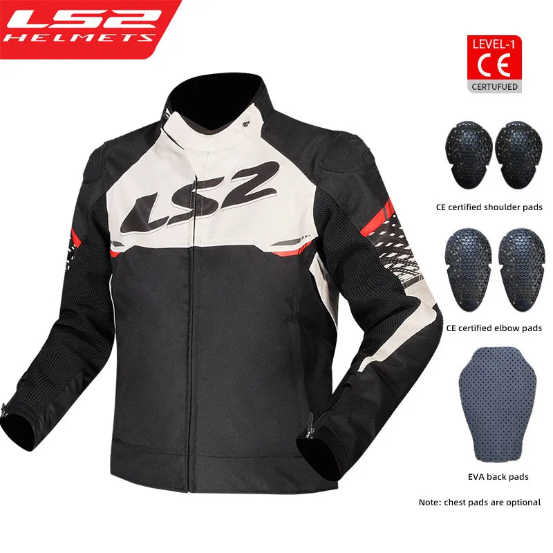 LS2 Motorcycle Jacket Autumn Winter Waterproof Windproof Warm Motorbike Jacket Men Women CE Anti-fall Motocross Riding Clothing