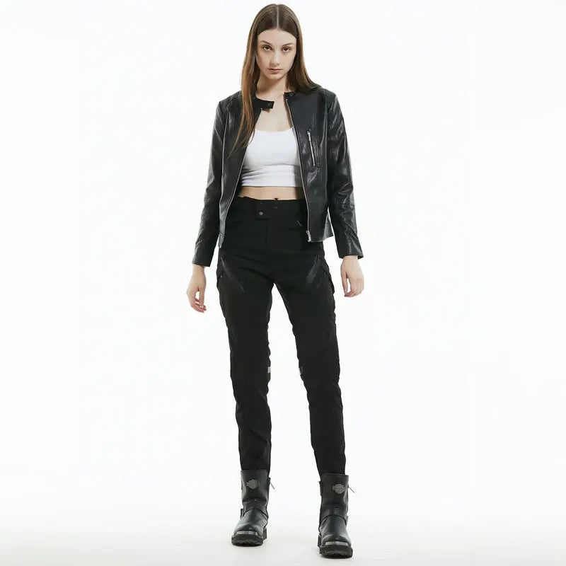 Motorcycle Riding Pants Waterproof Breathable Women's Motorcycle High-waisted Pants Anti-drop Retro Commuting Pants Windproof