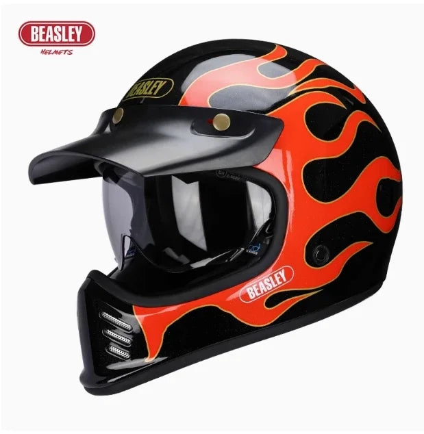 Beasley DOT ECE Approved  Vintage Full Face Helmet Motorcycle De Moto Capacete Jet Helmet Motorbike All Seasons