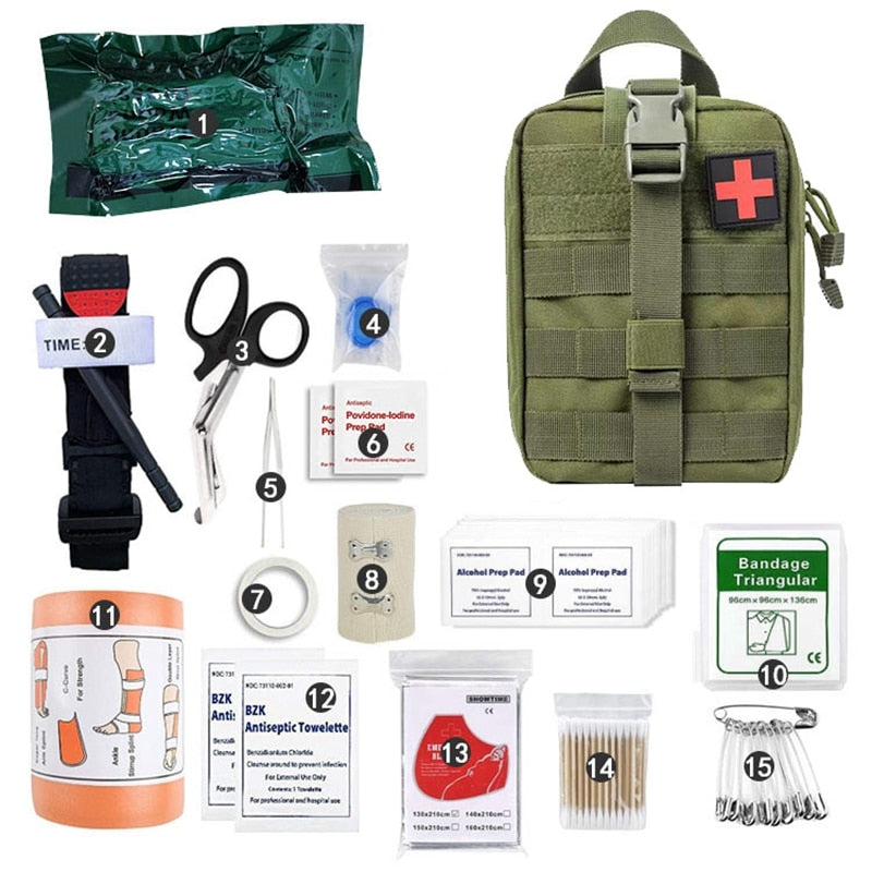 Kit First Aid Kit Bag Bandage Splint Outdoor Survival Tool Gear Medical Trauma Emergency Pouch