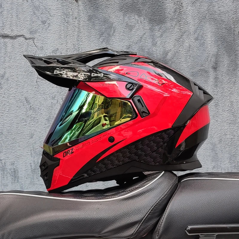 ORZ off-road ATV motorcycle helmet certified with brown lens, full face CASCO off-road motorcycle anti glare