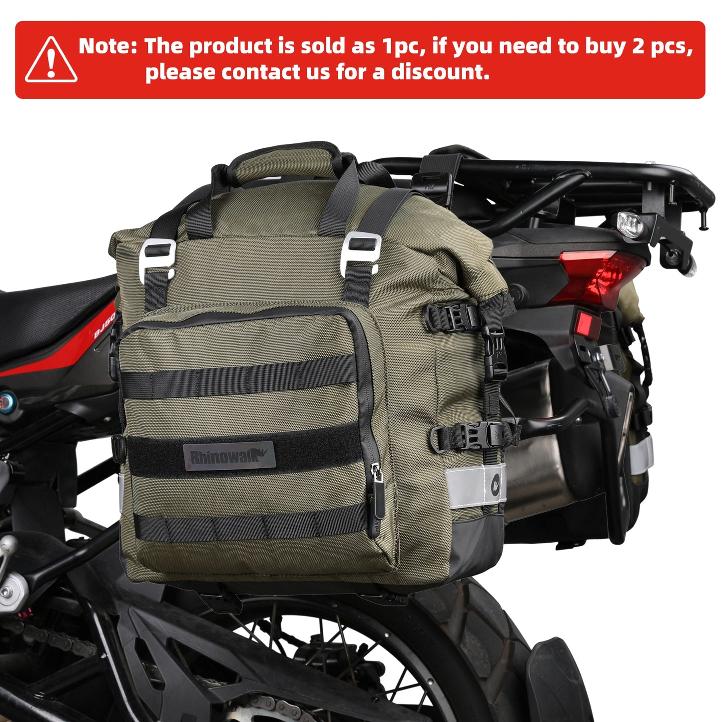 Rhinowalk 20L Motorcycle Bag Motor Saddlebag Side 1 or 2 Pcs Universal Motorbike Waterproof Removable Inner Bag Luggage Pannier